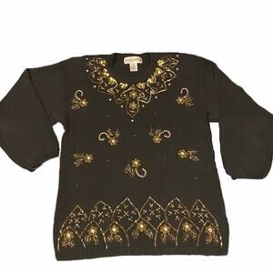Victoria Harbour Embellished Beaded Sweater Sz M
